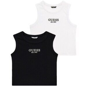 NWT. GUESS Big Girls Rib Midi Length Tank Tops. 2 Pack (Black & White)